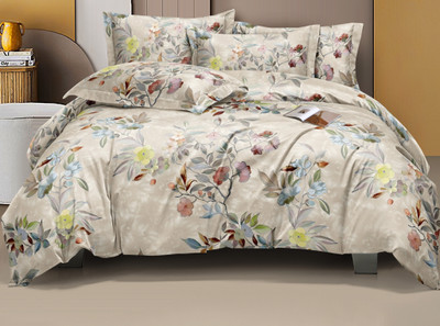 AVINYA 244 TC Cotton Single Floral Flat Bedsheet(Pack of 1, Brwon Leaf)