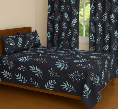 RRC Microfiber Double Flat 144 TC Printed Bedsheet(Pack of 1, Blue)