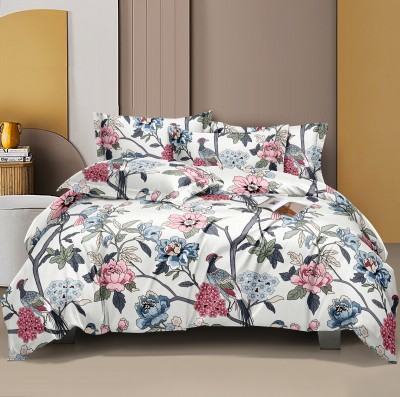 t tungol 244 TC Cotton King Floral Fitted (Elastic) Bedsheet(Pack of 1, Multicolor)