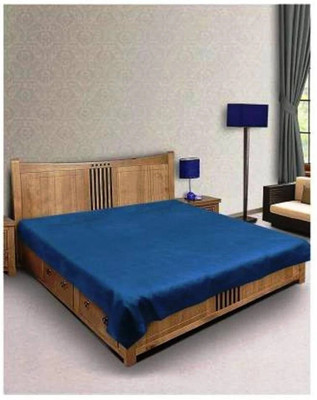 super fab 250 TC Polyester Double Striped Flat Bedsheet(Pack of 1, Blue)