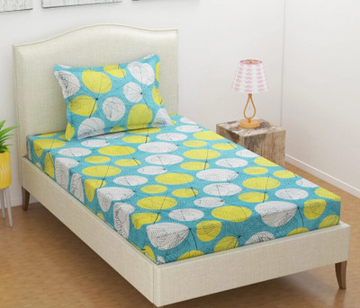 VAS COLLECTIONS 180 TC Microfiber Single Printed Flat Bedsheet(Pack of 1, Green Mix)