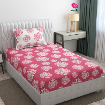 Apala 280 TC Microfiber Single Printed Flat Bedsheet(Pack of 1, Mauve & White)