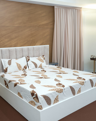 BELLA TRUE Microfiber Double Flat 240 TC Printed Bedsheet(Pack of 1, White)