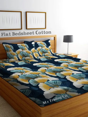 RisingStar Microfiber Double Flat 180 TC 3D Printed Bedsheet(Pack of 1, Green Flowers Flat set)