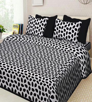 Rangun 120 TC Cotton Double Printed Flat Bedsheet(Pack of 1, Black)