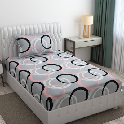 Decent Home 140 TC Polycotton Single Abstract Flat Bedsheet(Pack of 1, Grey 1 Single Bedsheet with 1 Pillow cover)