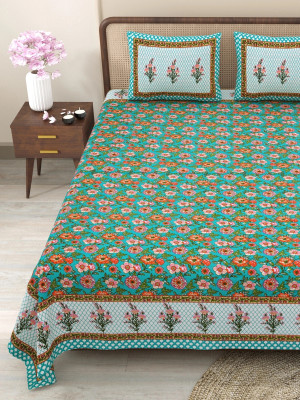 CLOTHOLOGY Cotton King Flat 240 TC Jaipuri Prints Bedsheet(Pack of 1, Multicolor)