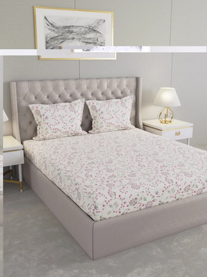 Raymond Home Cotton Double Flat 104 TC Floral Bedsheet(Pack of 1, Pink)