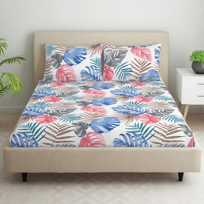 Welspun Microfiber Queen Flat 105 TC Floral Bedsheet(Pack of 1, Pink)