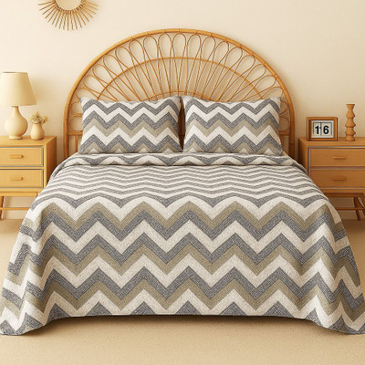 VAS COLLECTIONS Microfiber Double Flat 144 TC Floral Bedsheet(Pack of 1, Dark Slate)