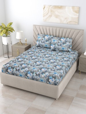 Bombay Dyeing 120 TC Cotton Double Floral Flat Bedsheet(Pack of 1, Blue)