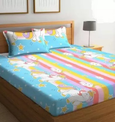 Bubby-L-Areana 1 TC Polycotton Double 3D Printed Flat Bedsheet(Pack of 1, horse)