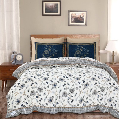 HOMESTIC 186 TC Cotton Double Floral Flat Bedsheet(Pack of 1, Blue)