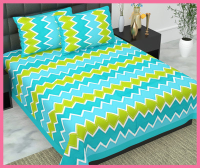 JAIPUR PRINTS Cotton Double, Queen Flat 160 TC Jaipuri Prints Bedsheet(Pack of 1, Green)