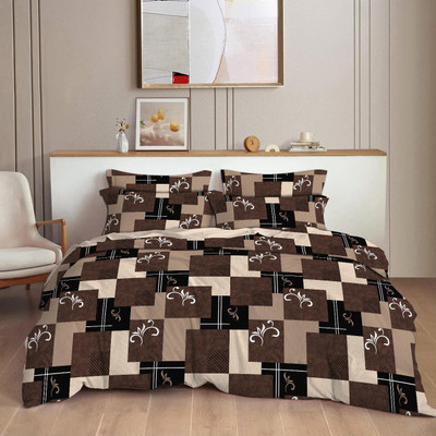 Vaidiv Homes Polycotton King Flat 350 TC Abstract Bedsheet(Pack of 1, Brown)