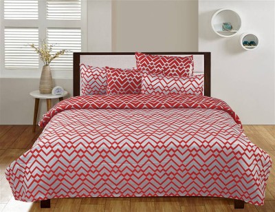 Nine Living 210 TC Polycotton Double Printed Flat Bedsheet(Pack of 1, Red)