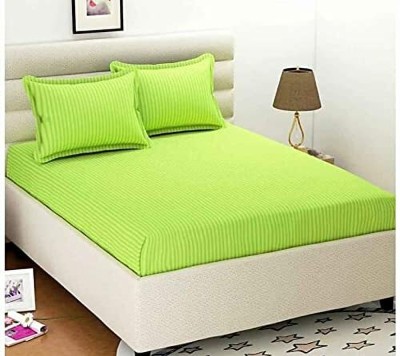 HOMETRESSA 220 TC Cotton King Solid Fitted (Elastic) Bedsheet(Pack of 1, Light Green)