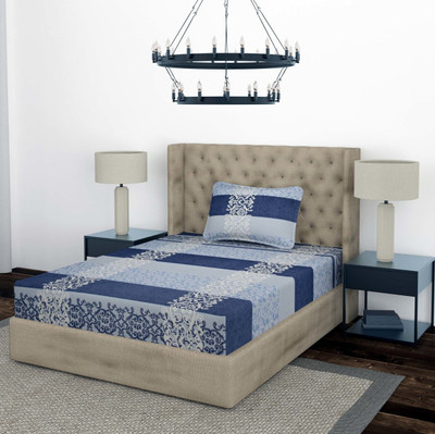 Optra 204 TC Microfiber Single Printed Flat Bedsheet(Pack of 1, Blue)