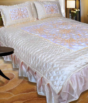 Chelsi 310 TC Satin Double Printed Flat Bedsheet(Pack of 1, Yellow)