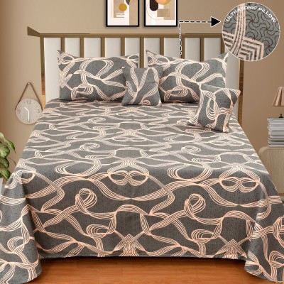 real dream 220 TC Polycotton Queen Abstract Flat Bedsheet(Pack of 1, Brown)