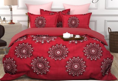 VTPL 144 TC Microfiber Double Abstract Flat Bedsheet(Pack of 1, Red)