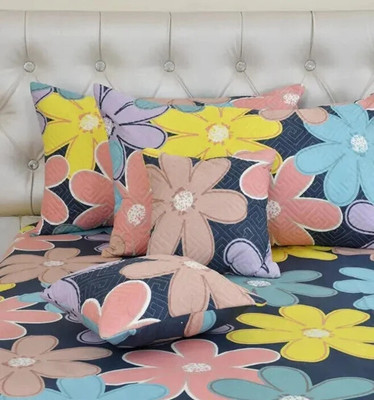 Damac Microfiber King Flat 180 TC Printed Bedsheet(Pack of 1, Multicolor)