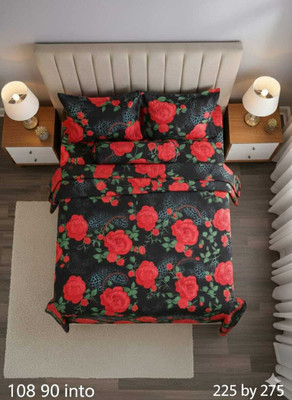 kmn stores Cotton Double Flat 180 TC 3D Printed Bedsheet(Pack of 1, Red, Blue)