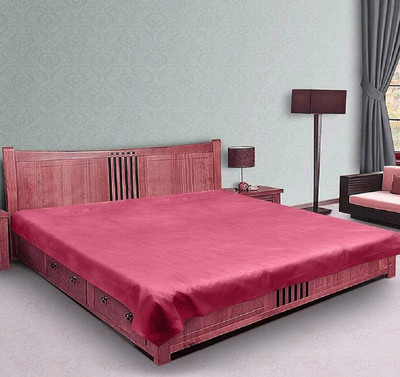AG Leaf 210 TC Polyester Double Solid Flat Bedsheet(Pack of 1, Maroon)
