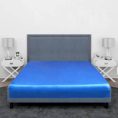 Ognaniser Villa PVC Double Flat 210 TC Solid Bedsheet(Pack of 1, Blue)