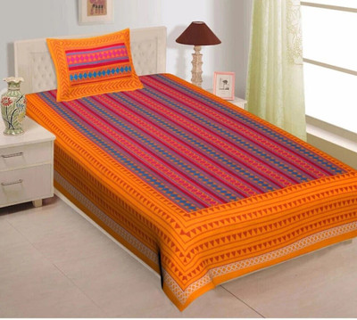 SOFTCOT Cotton Single Flat 144 TC Jaipuri Prints Bedsheet(Pack of 1, Multicolor)