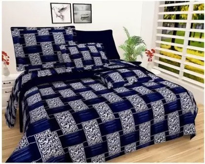Bubby-L-Areana Polycotton Double Flat 1 TC Floral Bedsheet(Pack of 1, Blue)