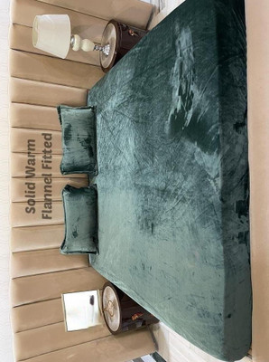 sabhya creation 240 TC Velvet, Woolen, Viscose, Fleece King Solid Flat Bedsheet(Pack of 1, Green)