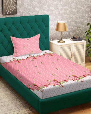 RADHERADHE 104 TC Polycotton Single Printed Flat Bedsheet(Pack of 1, Multicolor)