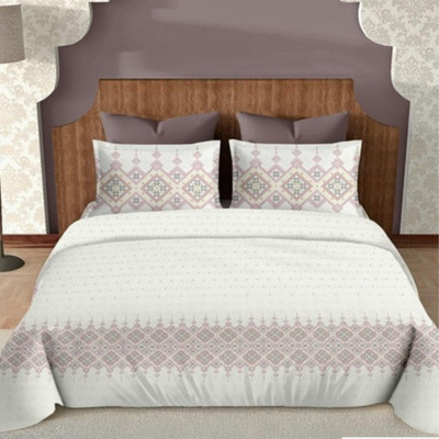 DREAMLOOMS Cotton King Flat 210 TC Printed Bedsheet(Pack of 1, Pink)