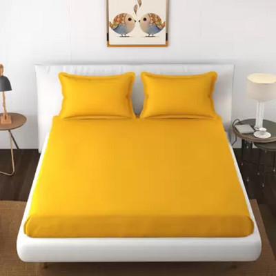 TURIYA Microfiber Queen Flat 220 TC Solid Bedsheet(Pack of 1, Yellow)