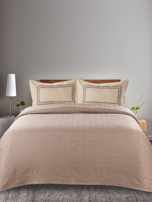 Saral Home Cotton Double Flat 155 TC Abstract Bedsheet(Pack of 1, Beige)