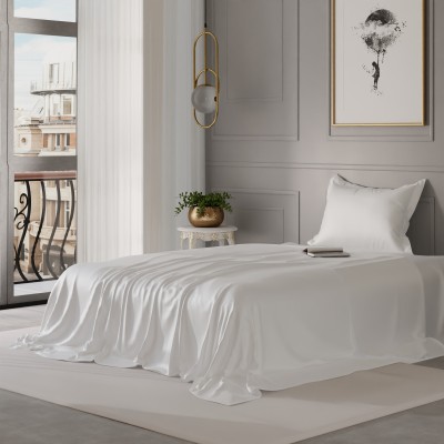 stoa paris 300 TC Polyester Single Solid Flat Bedsheet(Pack of 1, White)