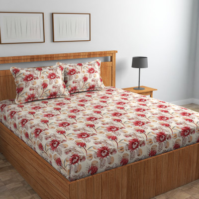 MANIQATEX 300 TC Cotton King 3D Printed Flat Bedsheet(Pack of 1, Multicolor)