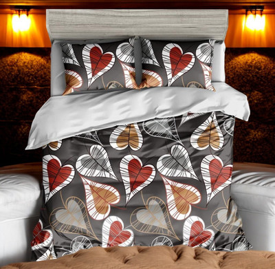 HOMYBEES 104 TC Polyester Double Abstract Flat Bedsheet(Pack of 1, Multicolor)