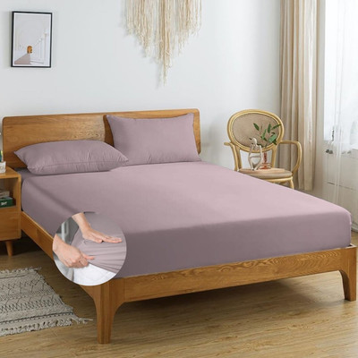 Apala 280 TC Microfiber King Solid Fitted (Elastic) Bedsheet(Pack of 1, Voilet)