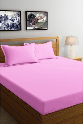 Krishnam 180 TC Microfiber Double Solid Flat Bedsheet(Pack of 1, Pink)
