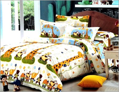 The Divine 450 TC Cotton Super King Cartoon Fitted (Elastic) Bedsheet(Pack of 1, Multicolor)