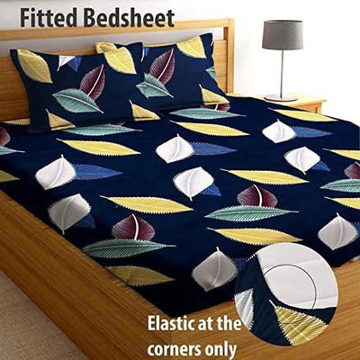 CRAFTS HUB 180 TC Microfiber Double Floral Fitted (Elastic) Bedsheet(Pack of 1, Multicolor)