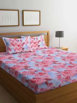 Bombay Dyeing 104 TC Cotton Double Abstract Flat Bedsheet(Pack of 1, Blue)