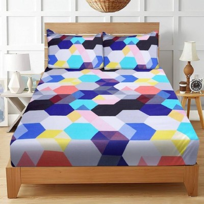 CECARO 150 TC Polycotton Double, Queen, Crib Geometric Flat Bedsheet(Pack of 1, Multicolor)