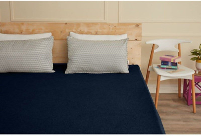 AGS ACTIVE Cotton Double Fitted (Elastic) 220 TC Solid Bedsheet(Pack of 1, Blue)