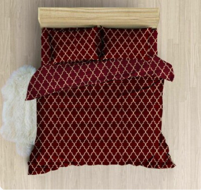 PATNOS 240 TC Microfiber King Checkered Fitted (Elastic) Bedsheet(Pack of 3, Maroon)