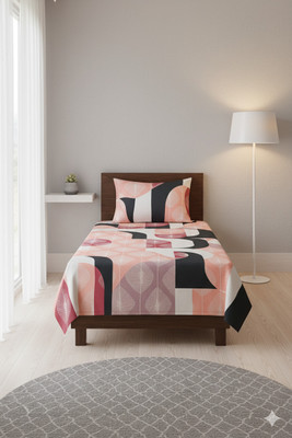 Matangeez Cotton Blend Single Flat 260 TC Abstract Bedsheet(Pack of 1, Block Pink)