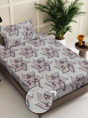 Fabinaliv 300 TC Woolen Single Geometric Flat Bedsheet(Pack of 1, Light Brown)