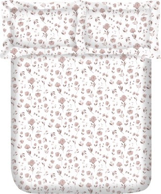 Vintana 160 TC Cotton King Floral Flat Bedsheet(Pack of 1, WHITE FLORAL)